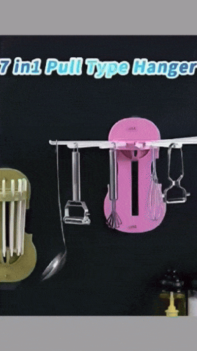 7-in-1 Multifunction Retractable Wall-Mounted Pull-Out Hanger Rack
